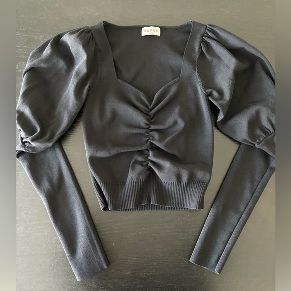 Petal & Pup, Black Ribbed Blouse, Small - Picture 1 of 4